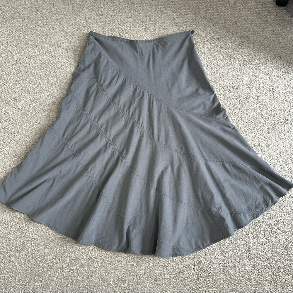 Sundance Flare Midi Skirt Gray Petite‎ Size 14 Corduroy